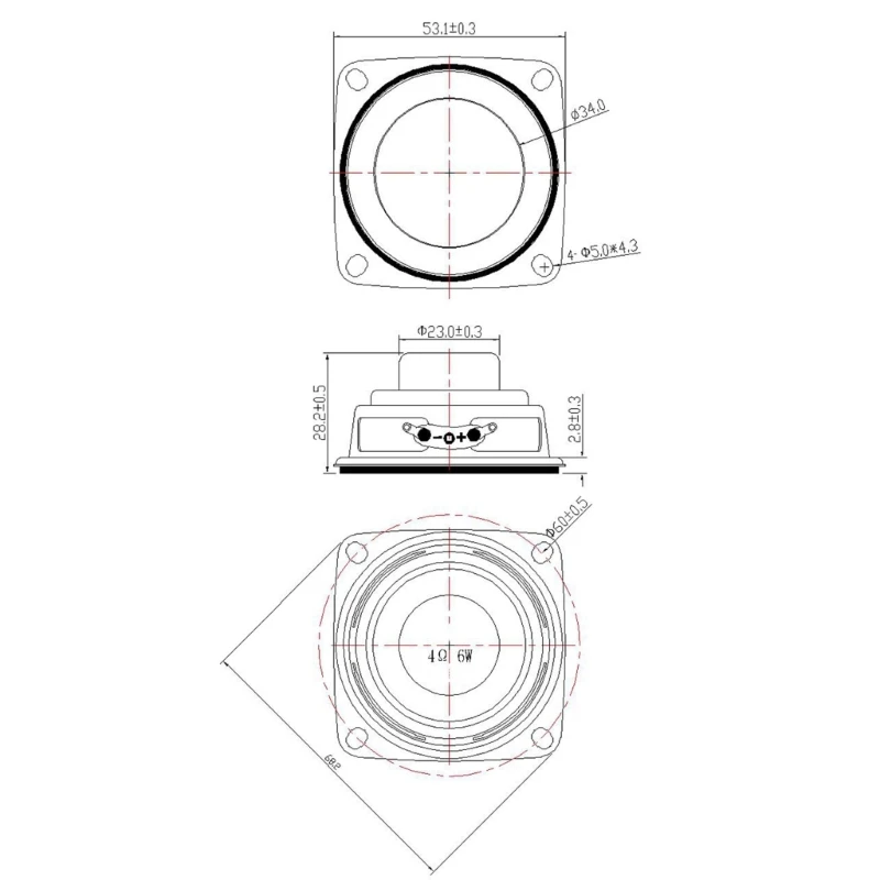 Водонепроницаемый магнитный динамик универсальный сменный 4 Ом 53 мм 6 Вт прочный