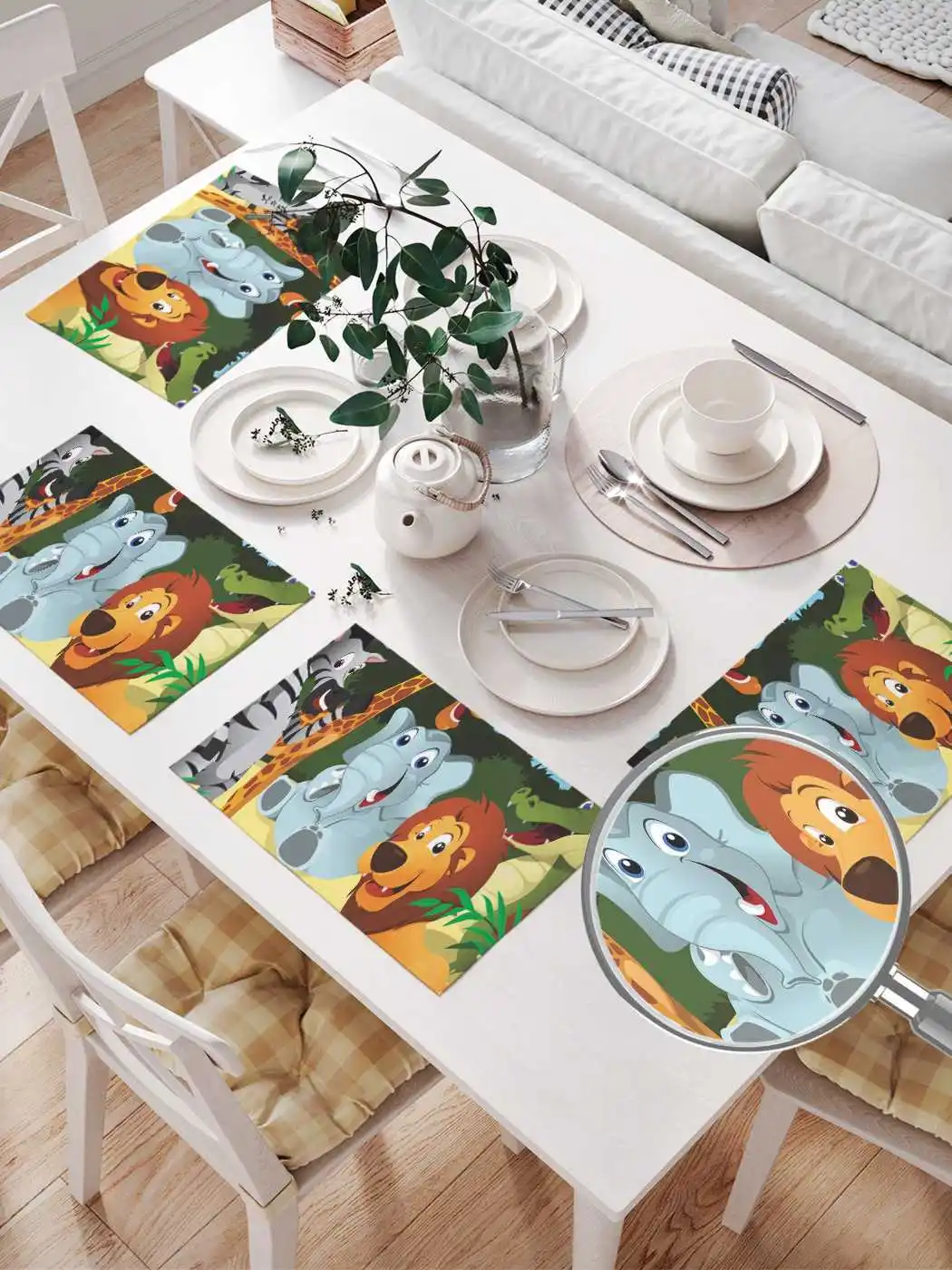 Set of napkins &quotJapanese fish" for table setting | 32x46 cm 4 things. Joyarty decor home textile Dinner Towel Serving Party Non-slip Coaster