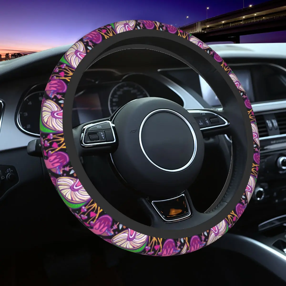 

Colorful Mushroom Car Steering Wheel Cover 38cm Anti-slip Auto Steering Wheel Protector Fashion Auto Decoration Car Accessories