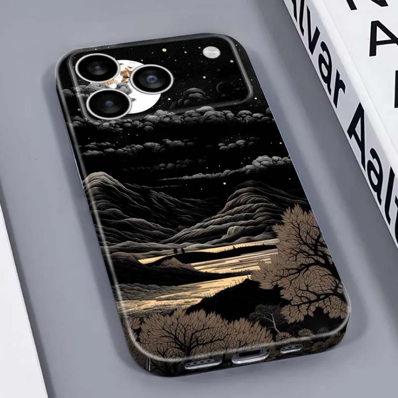 Фото Чехол для телефона с изображением парусника на лунном свете для Apple iPhone 17 16e 16 15 14 13 12 11 X 7 6 Pro Max Plus Mini, жесткий, с защитной пленкой №4