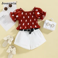 kids clothes girls children suit girls 2 pieces sets polka dot short sleeve topshorts suit students baby girl baby clothes sets