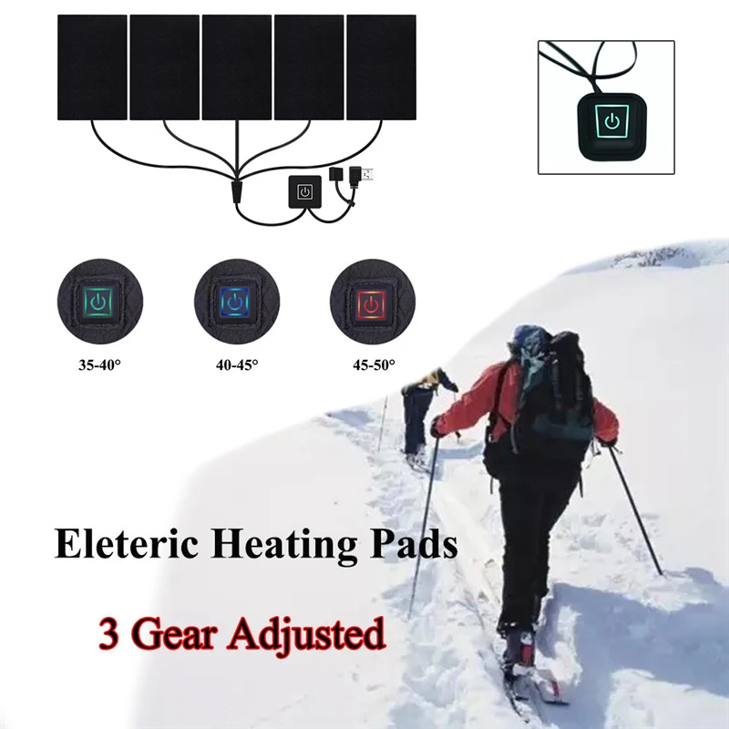 

1 Set Heating Pad Usb Electric Heated Jacket Outdoor Themal Warm Winter Heating Vest Pads for Diy Heated Clothing 5 Sheet Ed