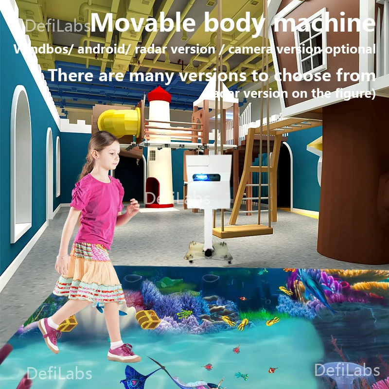 Мобильная версия все в одном интерактивный напольный проектор дисплей макс. 150