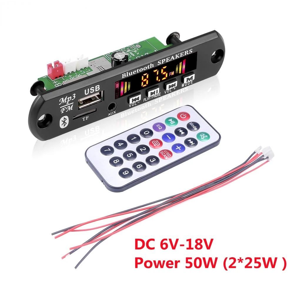 

DC 5V 18V 50W Amplifier MP3 Decoder Board Bluetooth5.0 Car MP3 Player USB Recording Module FM AUX Radio For Speaker Handsfree