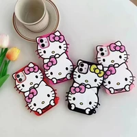 sanrio cute 3d hello kitty phone case for iphone 11 12 13 pro max x xs xr 4 4s 6 6s 7 8 plus se 2020 soft silicone cover