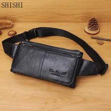 Luxury Genuine Leather Waist Pack Hip Bum Bag for Men Travel Casual Chest Bag Cell Phone Waist Bag Chest Pack Male Belt Bag 