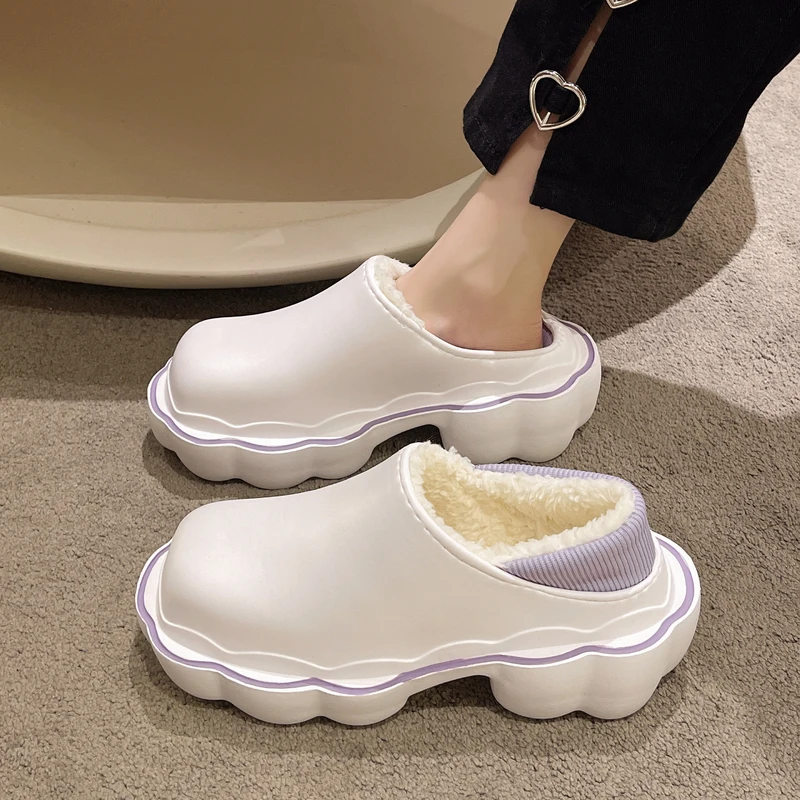 

Женские кроссовки на платформе, базовые сабо из искусственной кожи, на резиновой подошве, на среднем каблуке, на платформе, Осень-зима