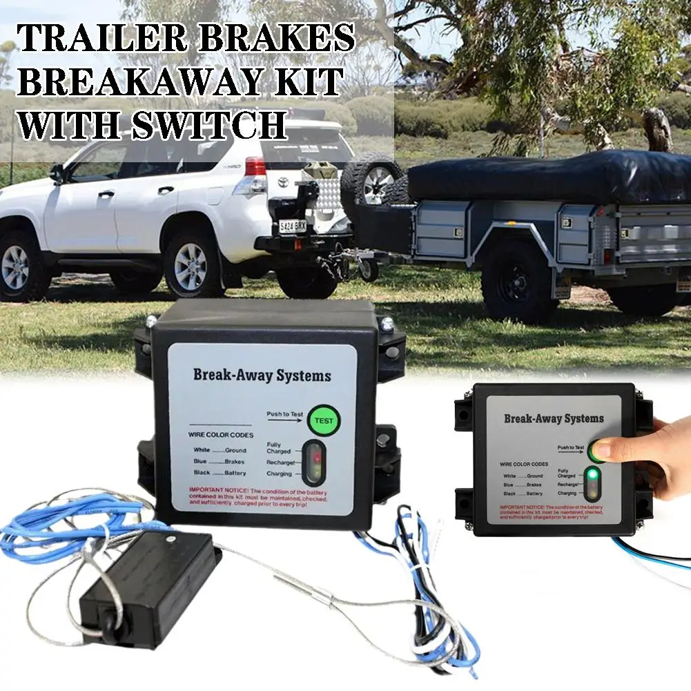 

Trailer Brakes Breakaway Kit With Switch 12V LED Test System Waterproof Brake Electric Break Trailer Light Controller Away X3C7