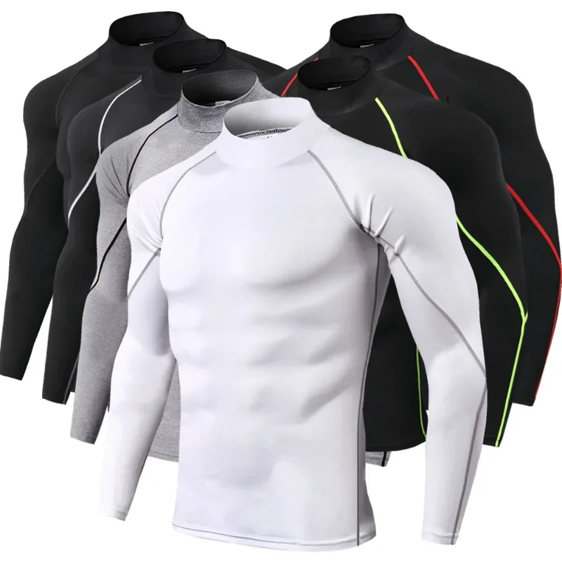 

Men Bodybuilding Sport T-shirt Quick Dry Running Shirt Long Sleeve Compression Top Gym T Shirt Men Fitness Tight Rashgard