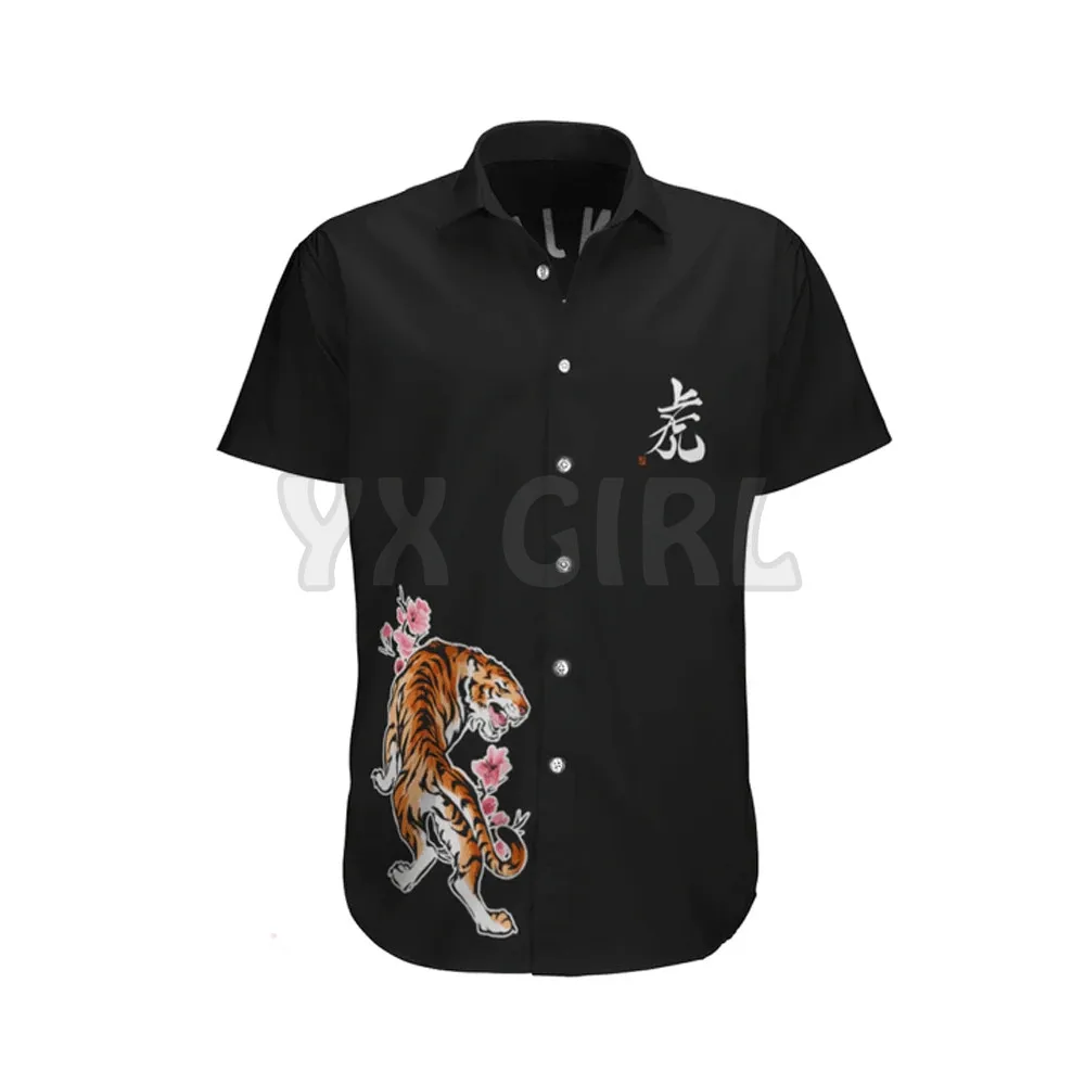 Samurai Warrior Red Flower Hawaiian Shirt 3D All Over Printed Hawaiian Shirt Men's For Women's Harajuku Casual Shirt Unisex