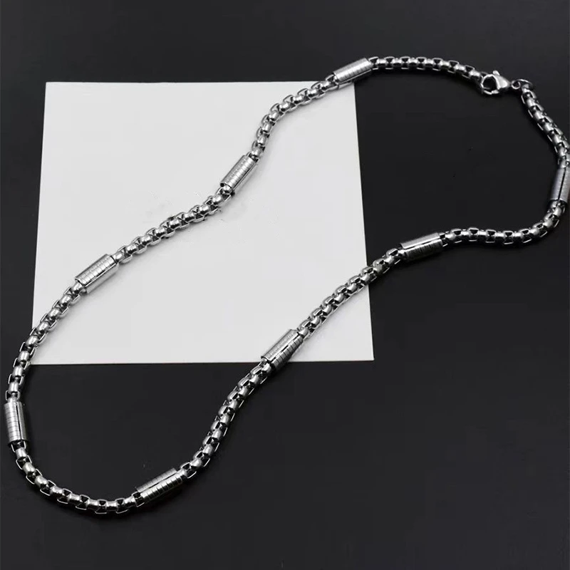 Модная посеребренная круглая цепочка-коробка 5 мм ожерелье из нержавеющей стали