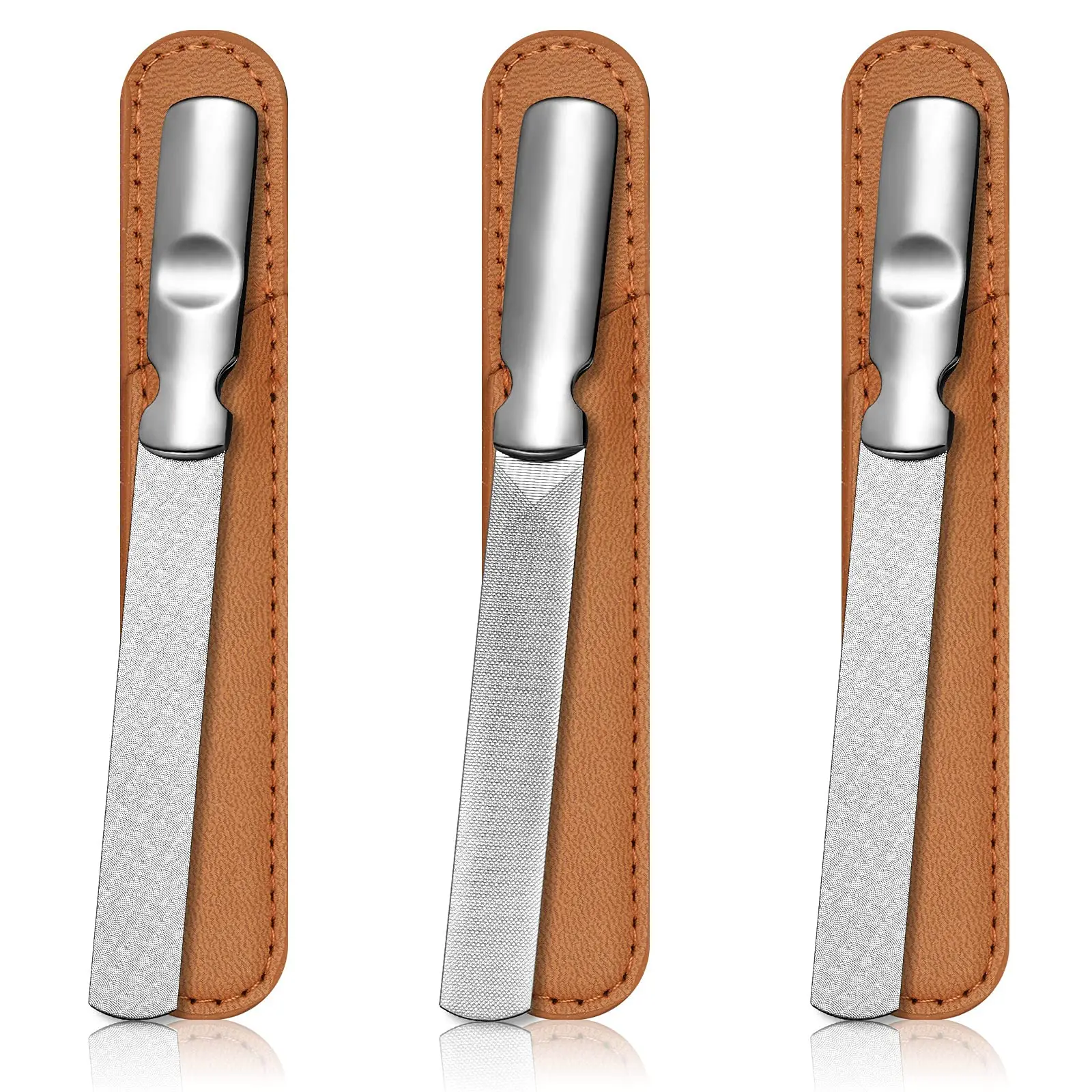 

3 PCS Stainless Steel Nail Files Metal Nail File with Leather Case Heavy Duty Nail File Double Sided Metal Nail Files Manicure