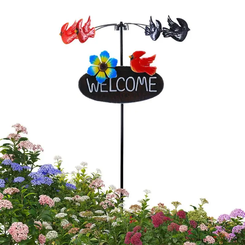 

Outdoor Wind Spinner Animal Welcome Wind Sculptures Windmill Garden Park Farm Backyard Patio Windmill Cool Yard Spinners Art
