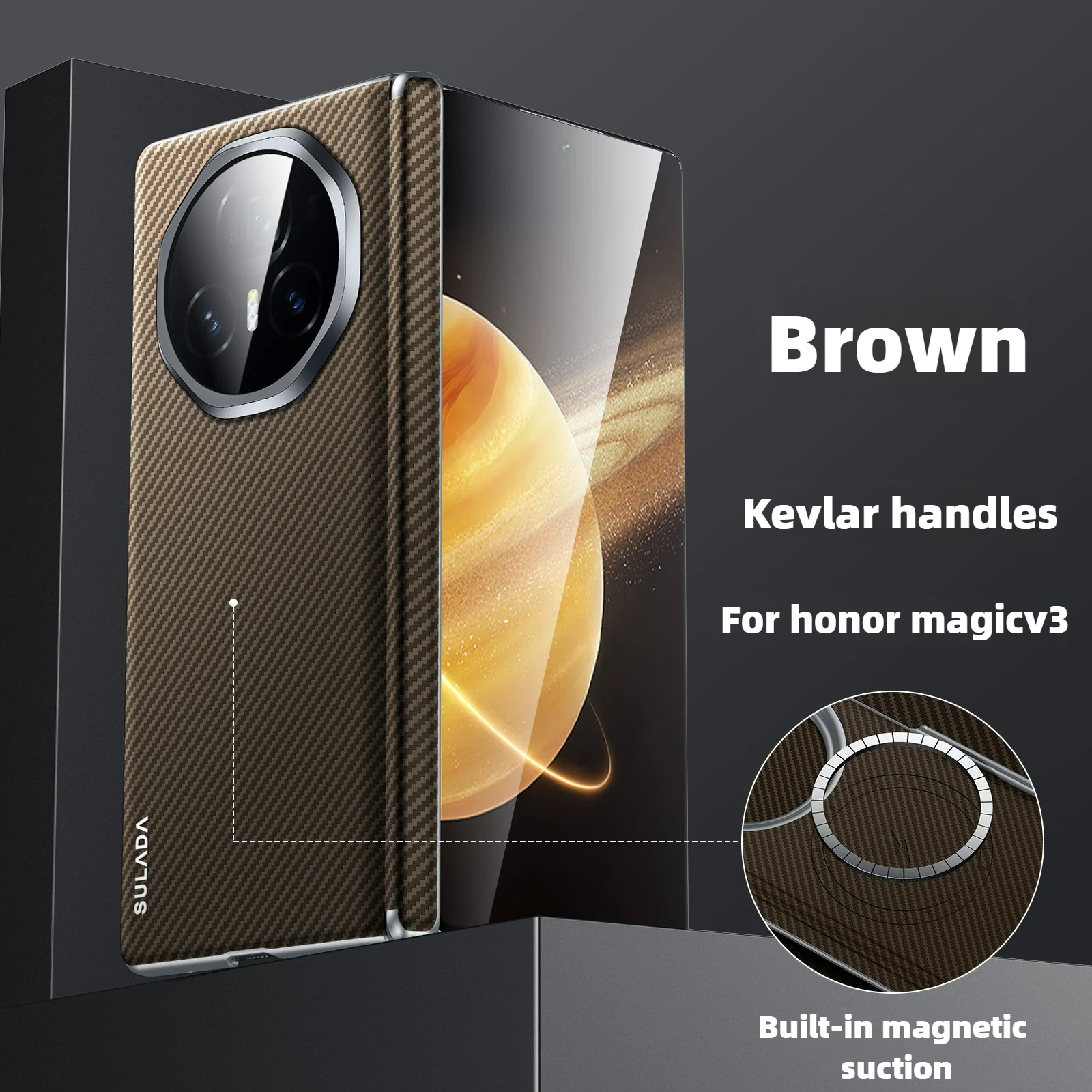 Матовый кожаный чехол с узором из углеродного волокна для Honor Magic V3 Vs3 складной