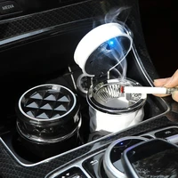 led light car ashtray universal alloy ash tray aluminum cup smokeless auto ashtray flame retardant cigarette cylinder holder box