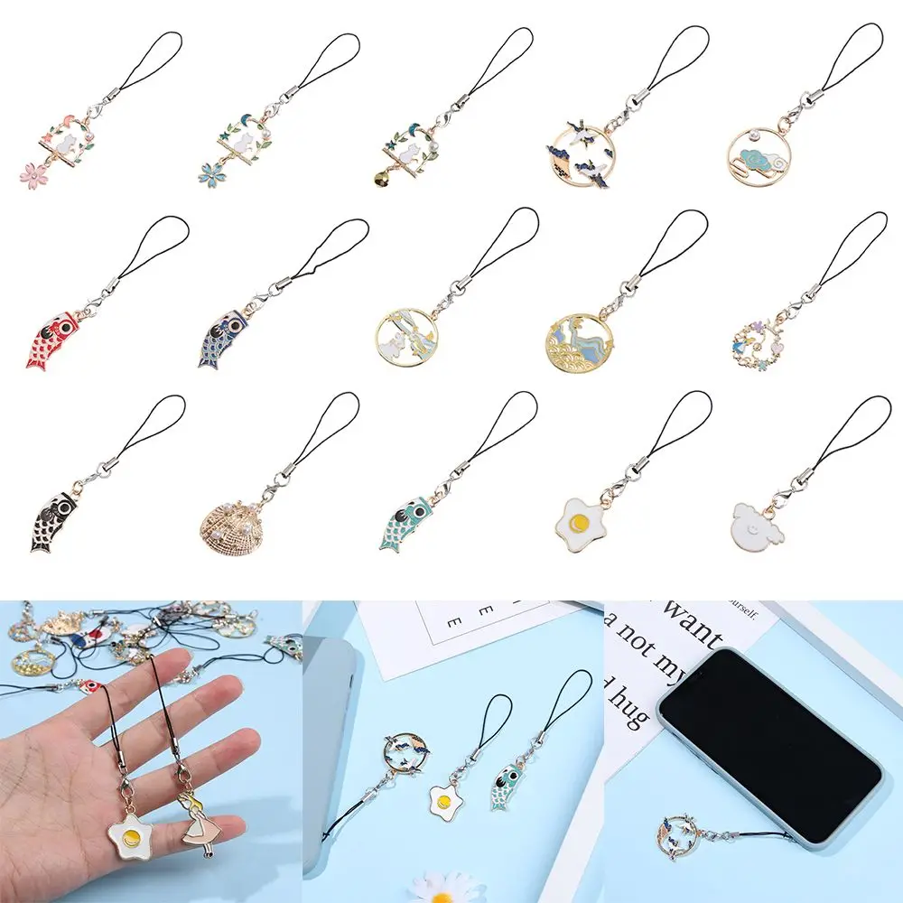 

Mini Cute Flower Basket Cat Phone Case Pendant Bag Accessories Phone Key Strap Lanyard Hang Charm Rope Decor