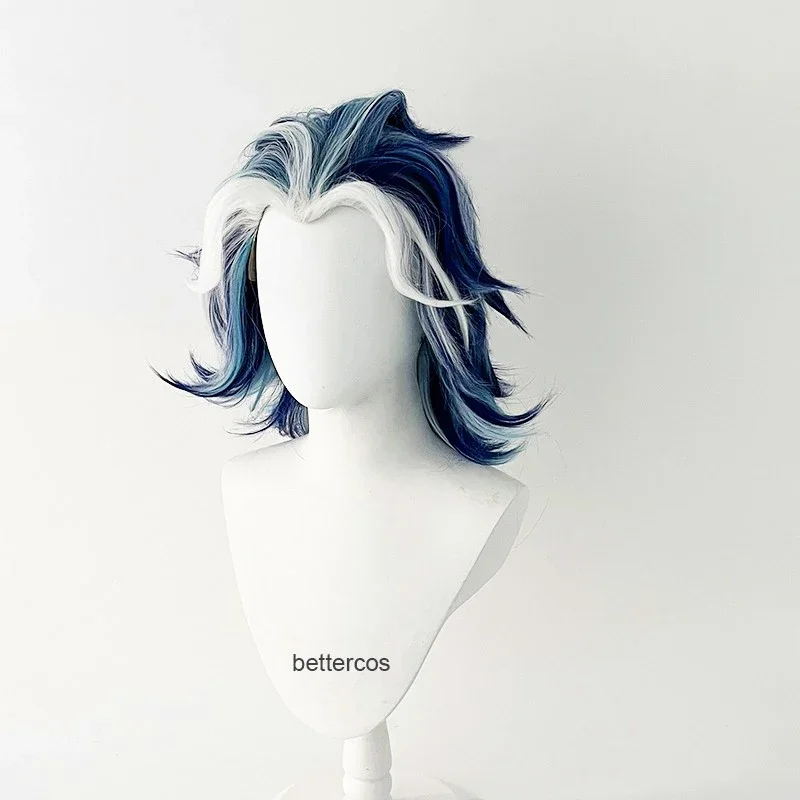 Парик для косплея Taiju Shiba зачесанные назад смешанные синие короткие термостойкие