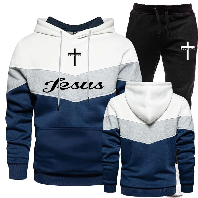 

2023 New Arrival Jesus Printed Tracksuit Hoodies and Sweatpants High Quality Men Women Daily Casual Sports Jogging Suit
