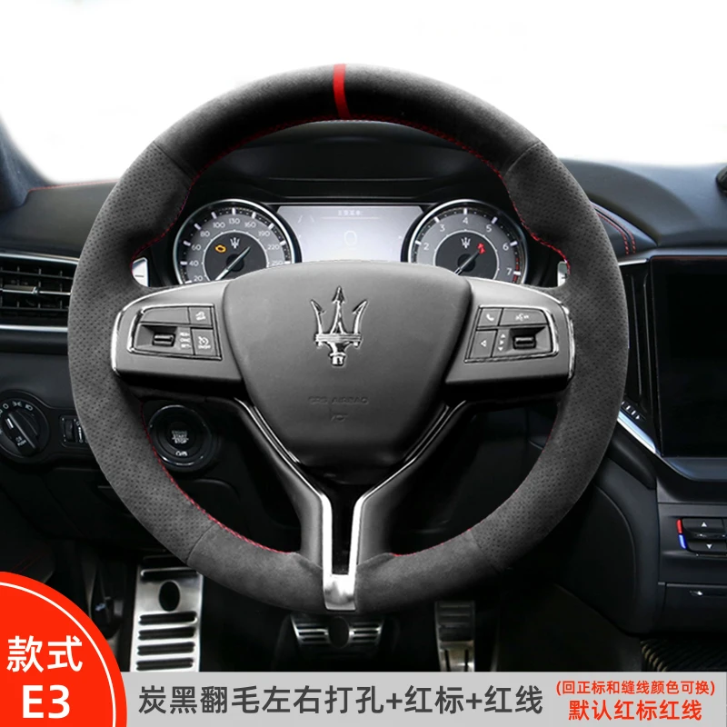 

For Maserati Ghibli Levante Quattroporte GT Stitch Alcantara Sport DIY Hand Sewn Steering Wheel Cover Interior Handle Cover