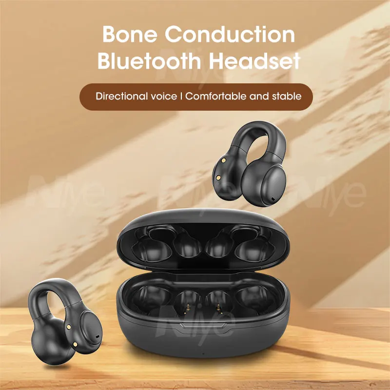 2023 NEW Bone Conduction Earphone Bluetooth 5.3 Ear Clip on Ear Earring Wireless Headphones Sports Headsets Ear Hook With Mic