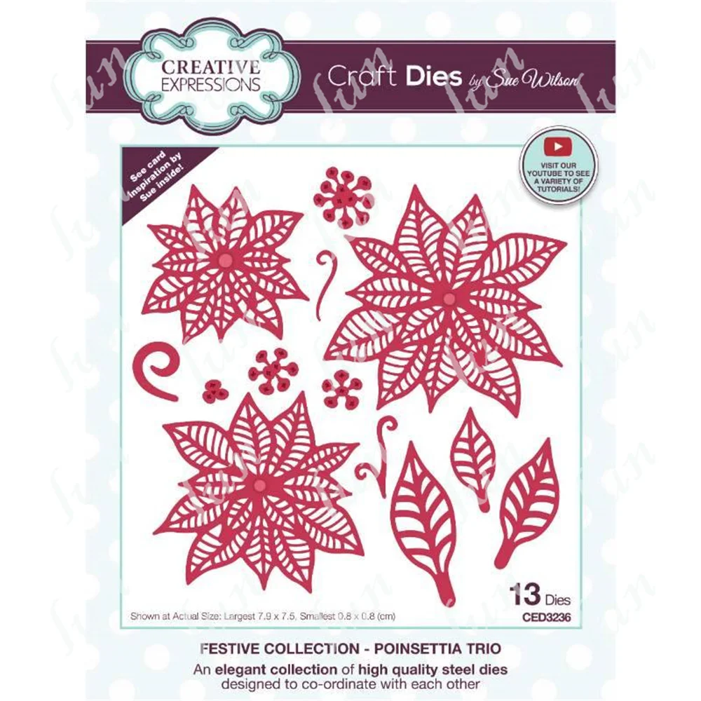 

2022 New Arrival Leaf Poinsettia Trio Metal Cutting Die Stencils for Decoration Scrapbooking Material Christmas Gift Making Card