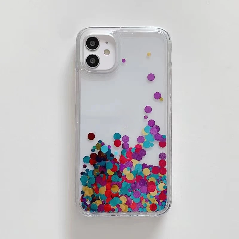 Прозрачный жидкий чехол с блестками для телефона iPhone 15 14 16 Pro Max динамическим