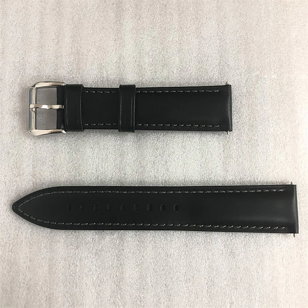 20mm Watchbands Black/Brown Leather Strap 20mm*18mm Stainless Steel Buckle Watch Strap Replacement Part