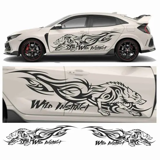 

Works with most car stickers side "Wild Instinct" Graphics Auto Parts Side Graphics Packing Sticker Decals