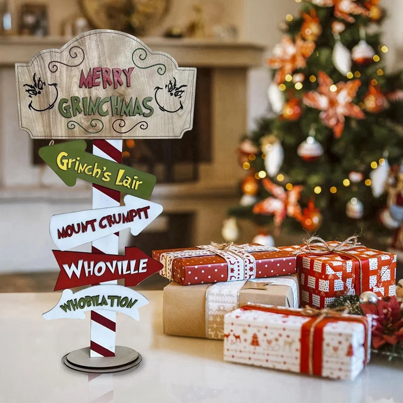 Рождественский деревянный декор милый стоячий строительный блок настольный