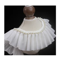 1m chiffon pearl clothing skirt cuff 8cm beaded lace sewing white beaded lace fabric luxury fringe trim material for clothes rt1