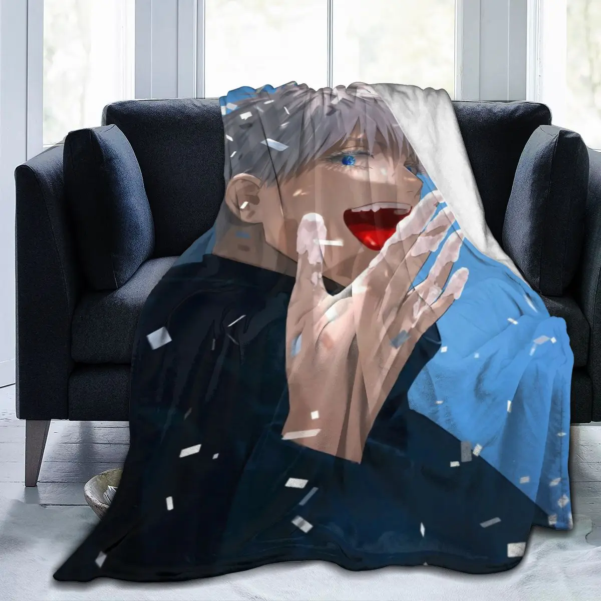 

Одеяло с 3D принтом из аниме JujutsuKaisen, покрывало в стиле ретро, постельное белье, квадратное шерстяное мягкое быстросохнущее одеяло для пикник...