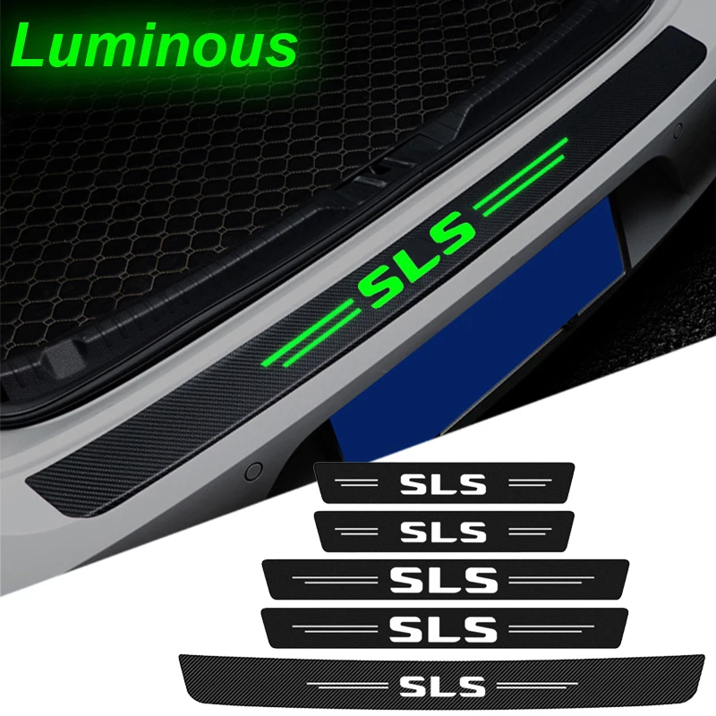 

Светящиеся наклейки на порог двери автомобиля, защитные наклейки на багажник, бампер, наклейки для Mercedes Benz SLS 2021 2020 2019 2018 2016