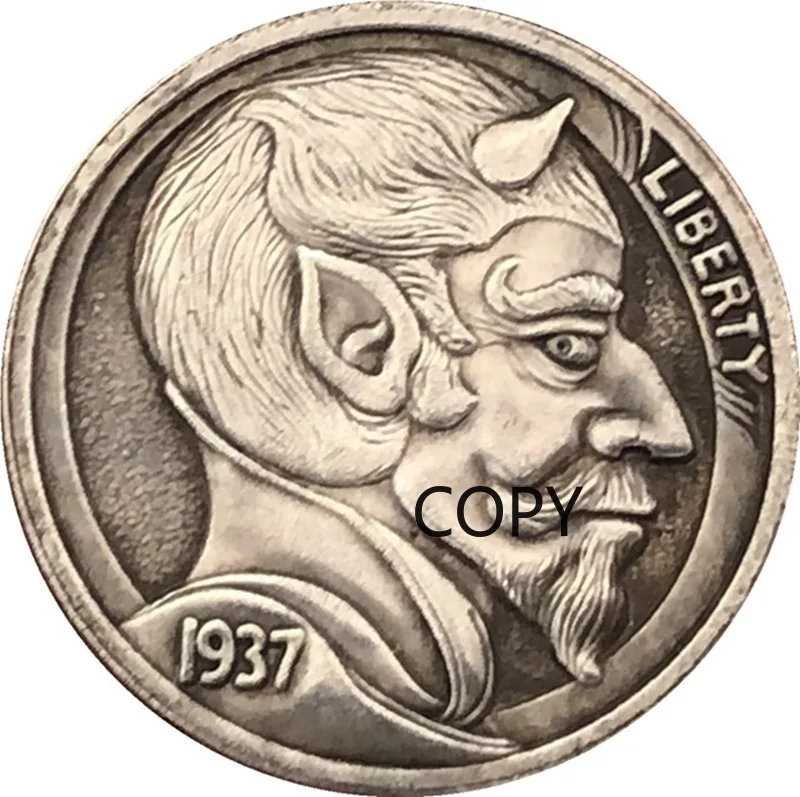 

Antique silver dollar 1937d American buffalo tramp coin tripod handicraft collection replica coin