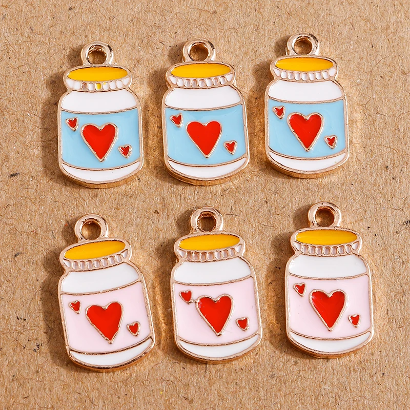 

10pcsc 9x17mm Cute Enamel Love Heart Drinks Charms for Jewelry Making DIY Drop Earrings Pendant Necklaces Handmade Bracelet Gift