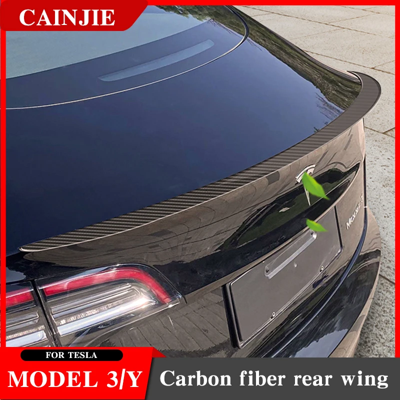 

2021 Model 3 High Performance Trunk Wing Spoiler For Tesla Model Y Spoiler Real Carbon Fiber Model Three 2022 Accessories