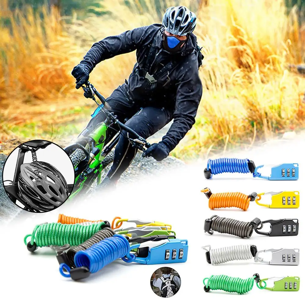 

Bicycle Lock Anti-theft Mini Helmet Lock Motorcycle Cycling Scooter 3 Digit Combination Password Safety Cable Lock Random Colors