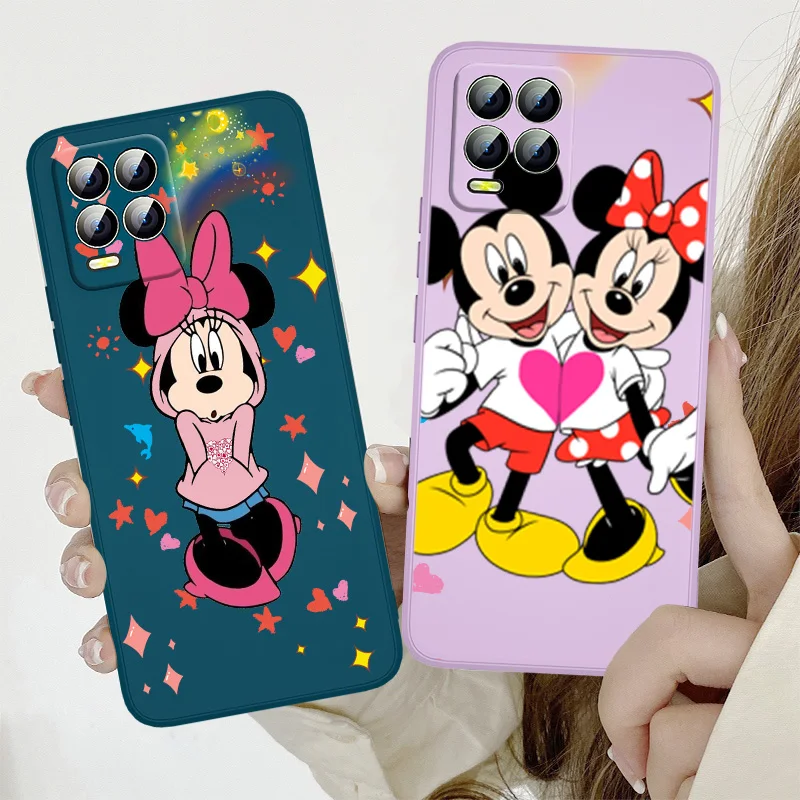 

Disney Cute Minnie Mickey Phone Case For Realme Q3S GT 2 S7 ST S2 C25Y C21Y C11 C17 Narzo 50A 50i 30 20 Liquid Rope Funda Cover