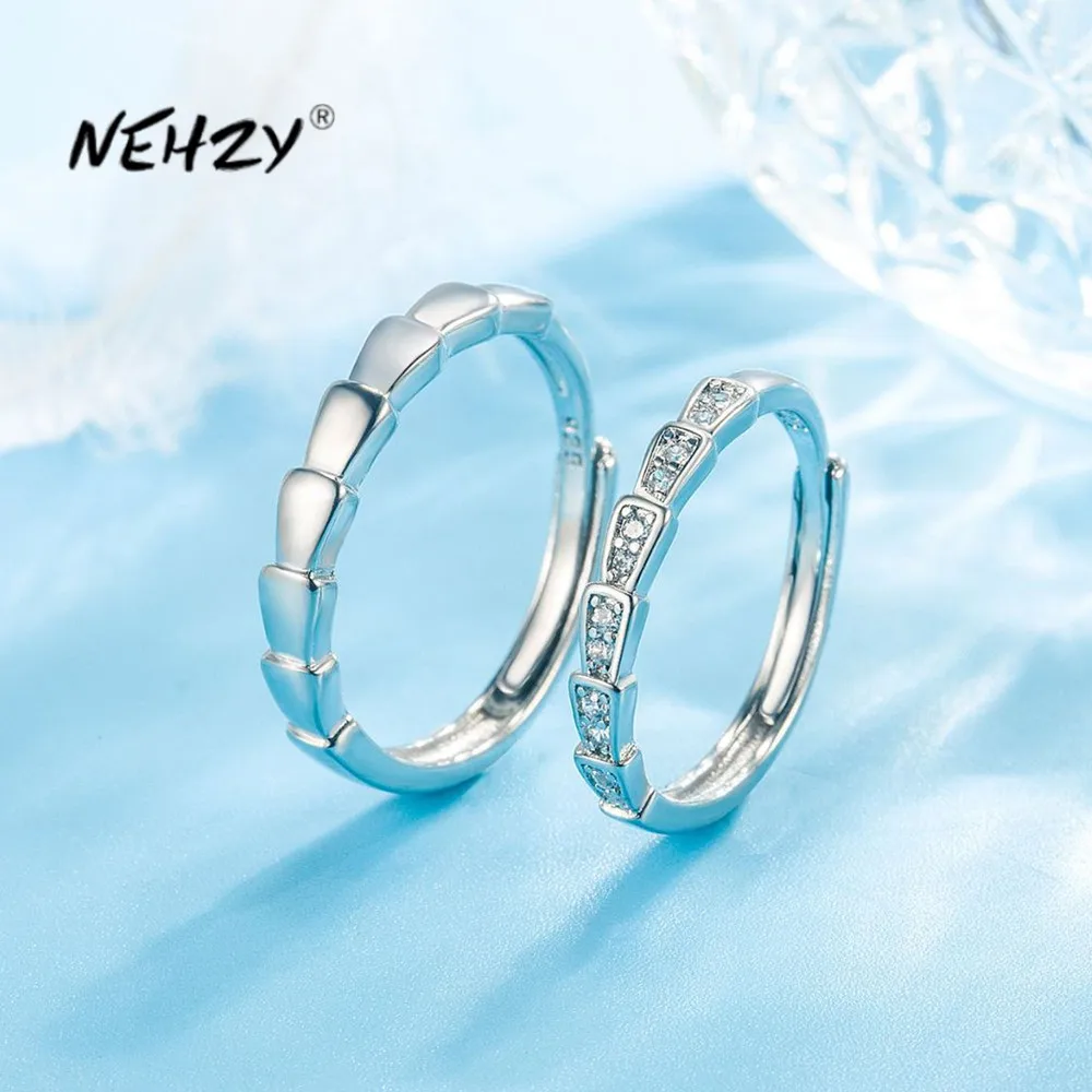 

NEHZY S925 штамп серебряные новые женские модные ювелирные изделия Высокое качество Кристалл Циркон Простой бамбуковый Тип парные кольца регул...