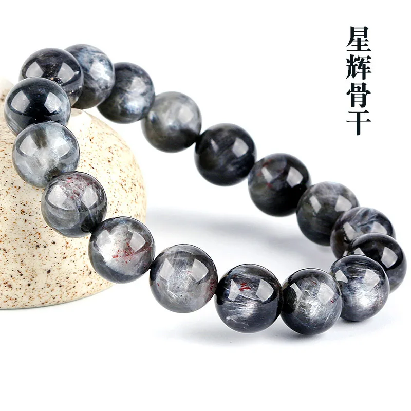 Натуральный черный солнечный камень браслет из лунного камня вспышка круглые