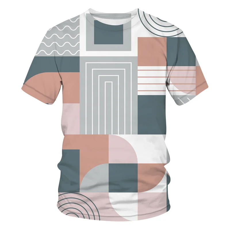 

2022 New Geometry Pattern Print Shirt Fun T-shirt Hip-hop Clothing Short-sleeve T-shirt Street Clothing 3d Tops