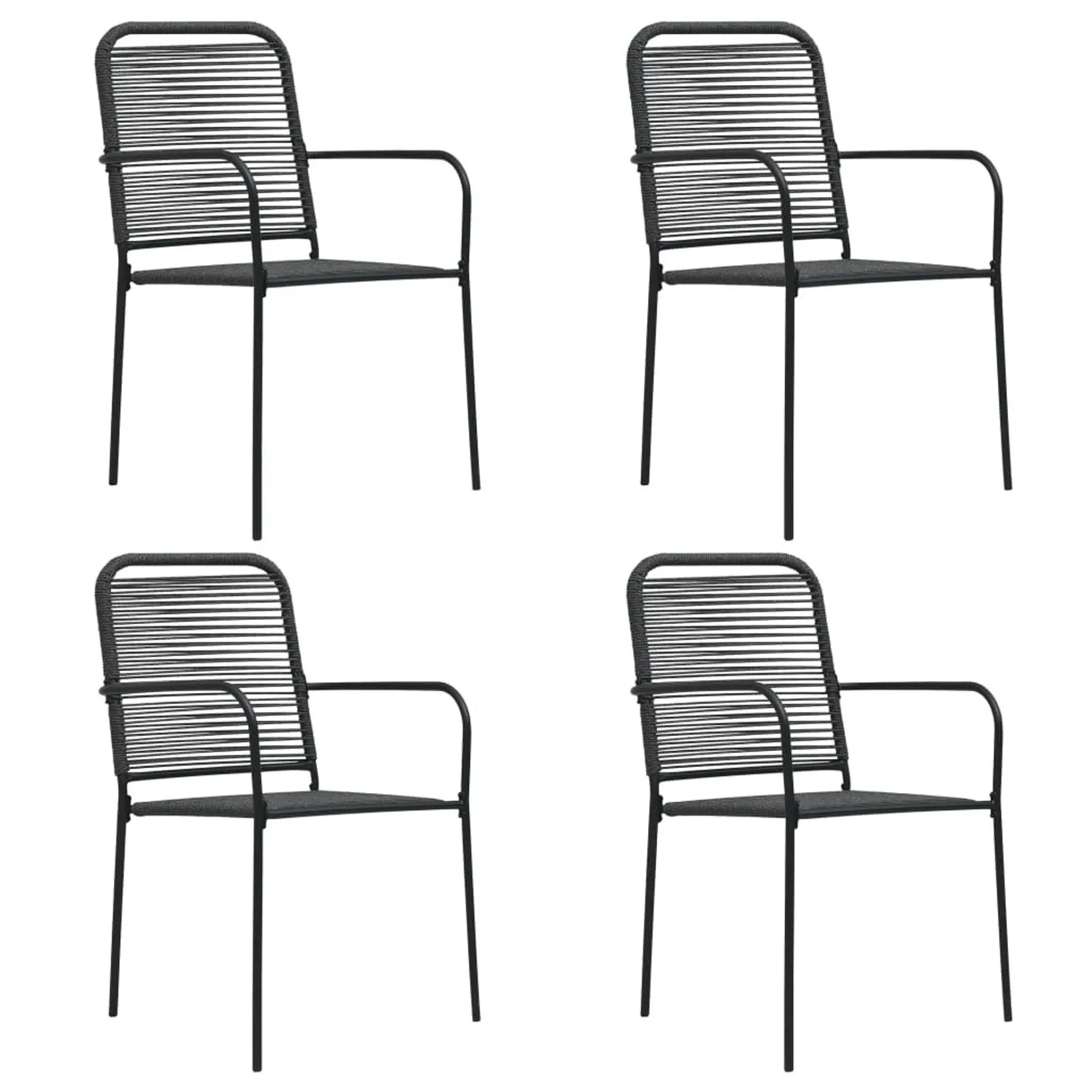 

Garden Chairs 4 pcs Cotton Rope and Steel Black