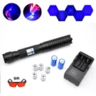 Сильный Мощный лазерный фонарь, 2 Вт, 50000 м, Синяя лазерная указка нм, мощный Лазерный фонарь для самообороны