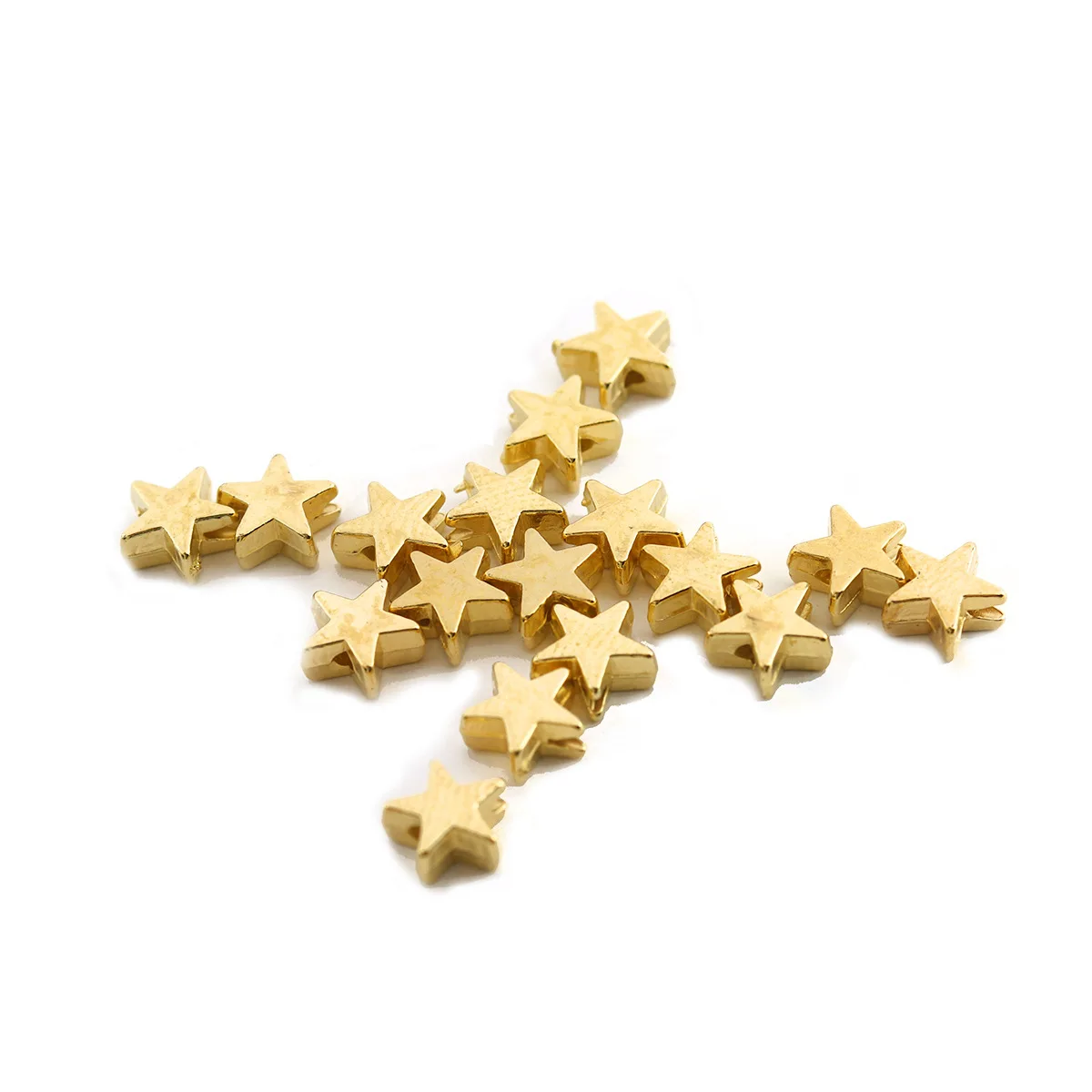 

10Pcs 14K Gold Plated Brass Star Shape Spacer Loose Beads For 1.2mm Leather Cord DIY Necklace Bracelet Jewelry Making Supplies