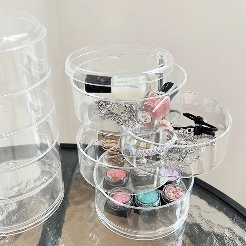 Multi-layer Rotating Jewelry Box Multifunctional Transparent Ornaments Storage Box Earrings Ring Bracelet Plastic Display Box