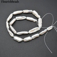 natural fresh water white pearl irregular strip elongated tube pipa beads diy jewelry making supplies