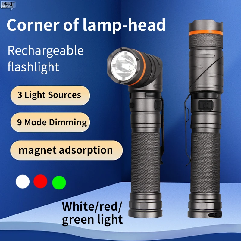 

Portable LED+COB Flashlight with Magnet USB Rechargeable for Fishing Camping Work Light Powerful Torch Long Lighting Distance