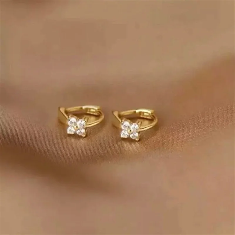 

12 парт/лот простые серьги в виде четырехлистного клевера с кристаллами женские серьги