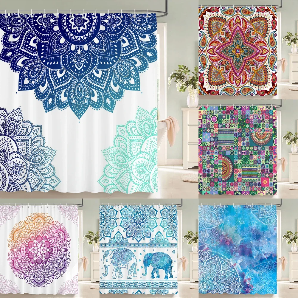Высококачественная тканевая занавеска для душа с индийским узором мандалы