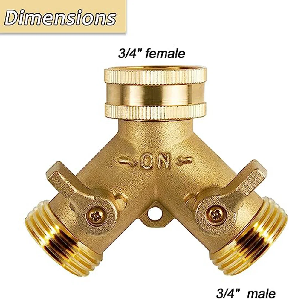 

Brass Garden Hose Splitter, 3/4 Inch Brass Hose Connector, 2-Way Y Brass Hose Connector