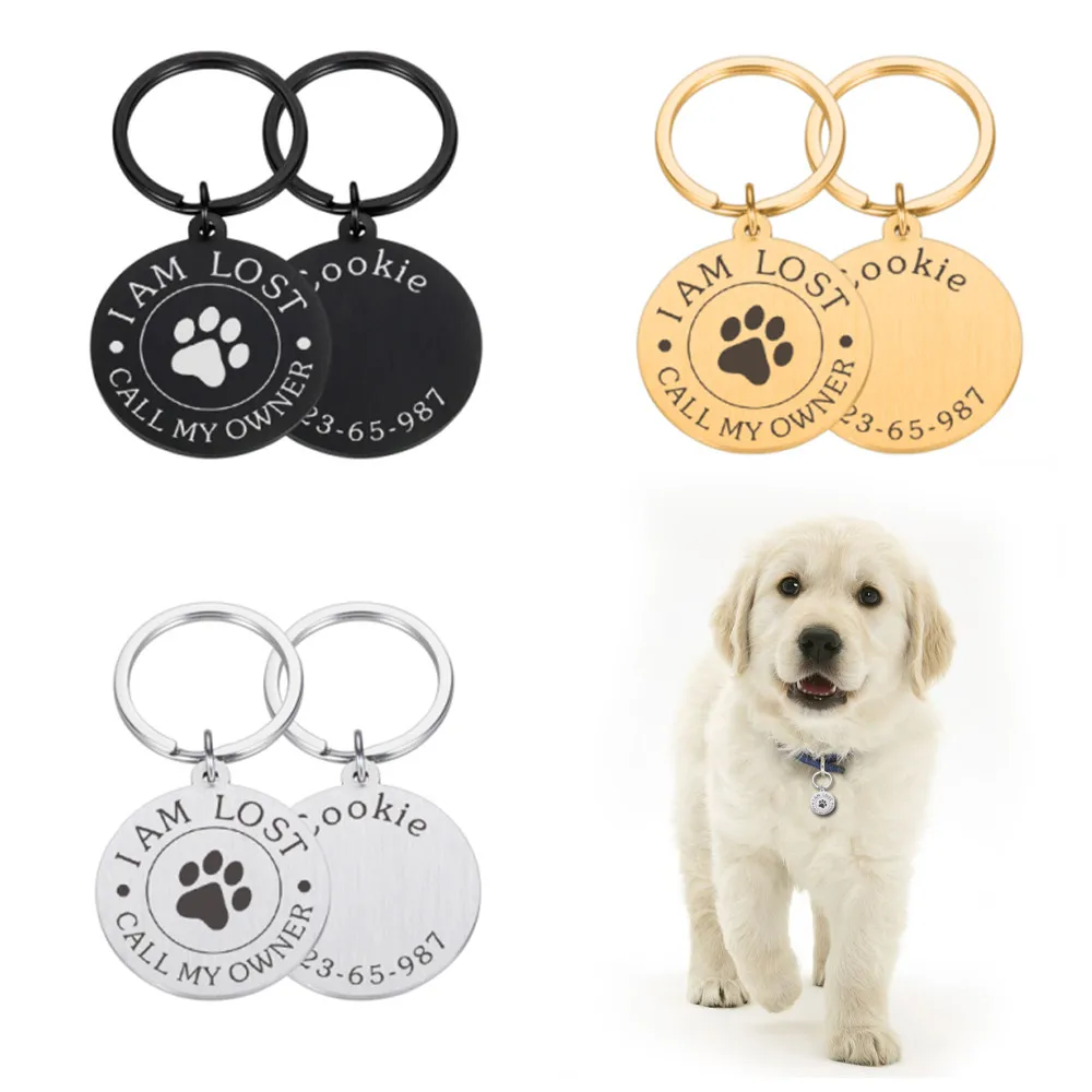 

Personalized Dog Tag Stainless Steel Name Engraved ID Tags for Dog Collar Anti-Lost Pet Nameplate Pendant for Puppy Kitten Pets